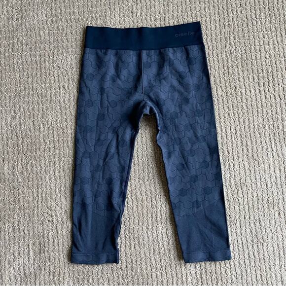 oiselle Blue Honeycomb Crop Leggings Size S - Picture 4 of 5